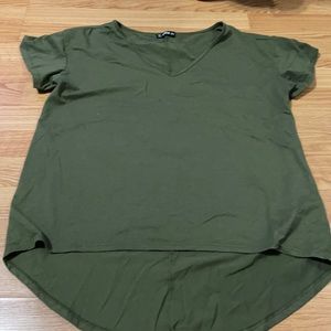 Green high low shirt